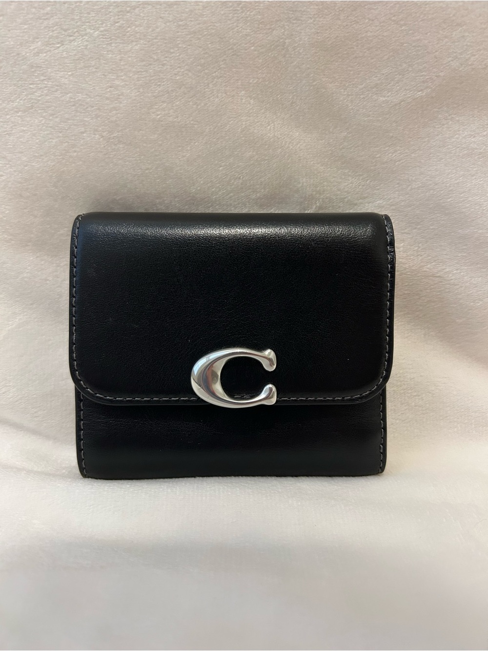 Coach Black Leather Small Wallet with Silver